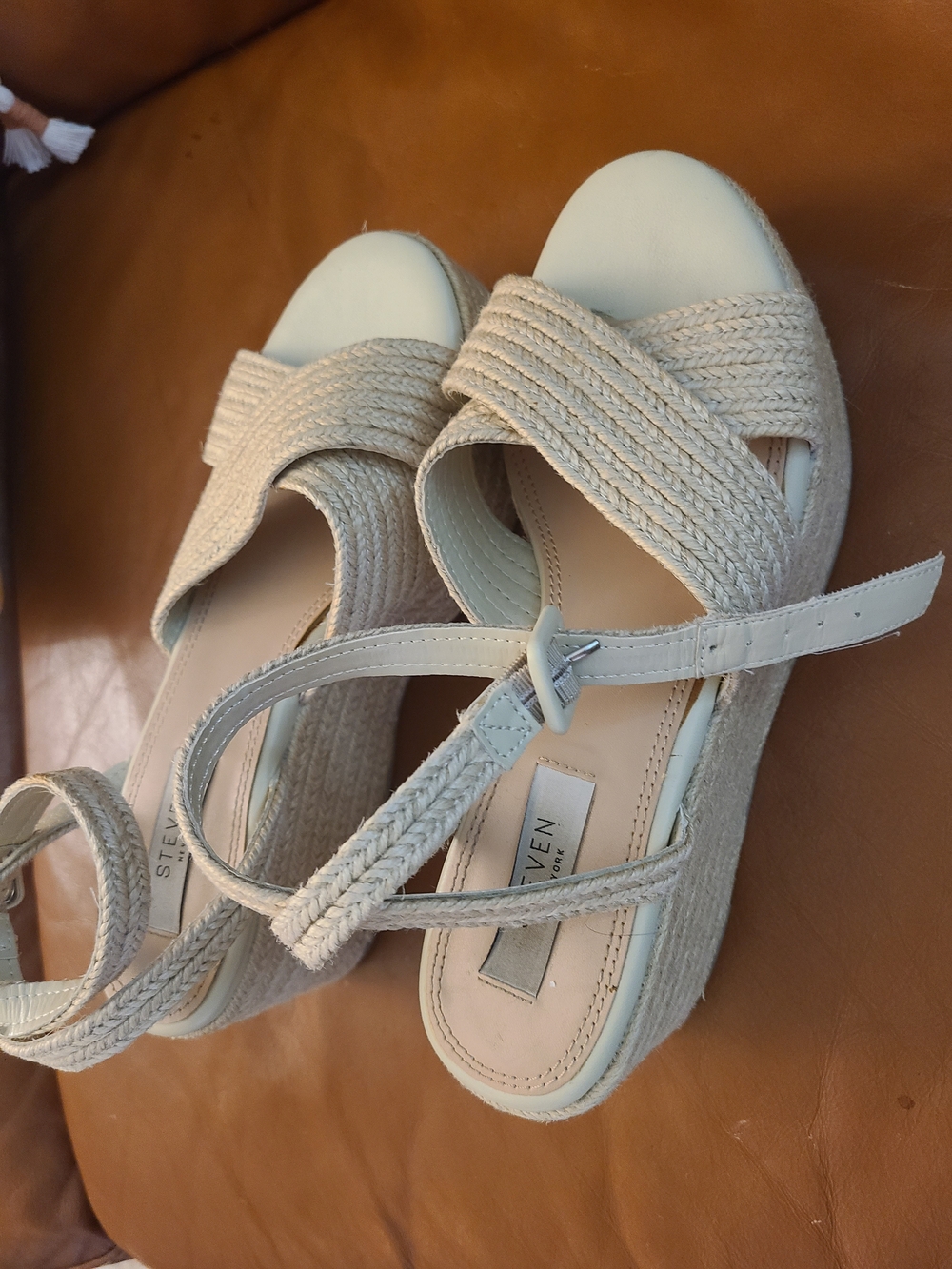 Steven Beige Espadrille Wedge Sandals